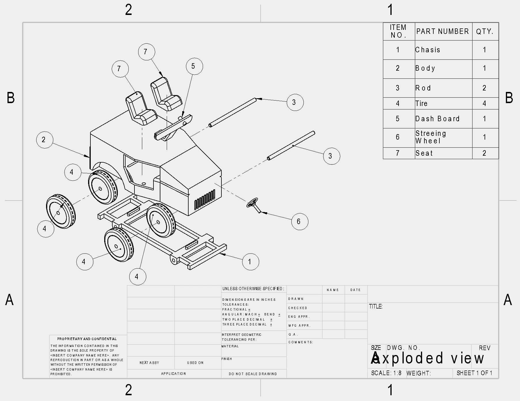 cybertruck exploded view with bill of materials solidworks